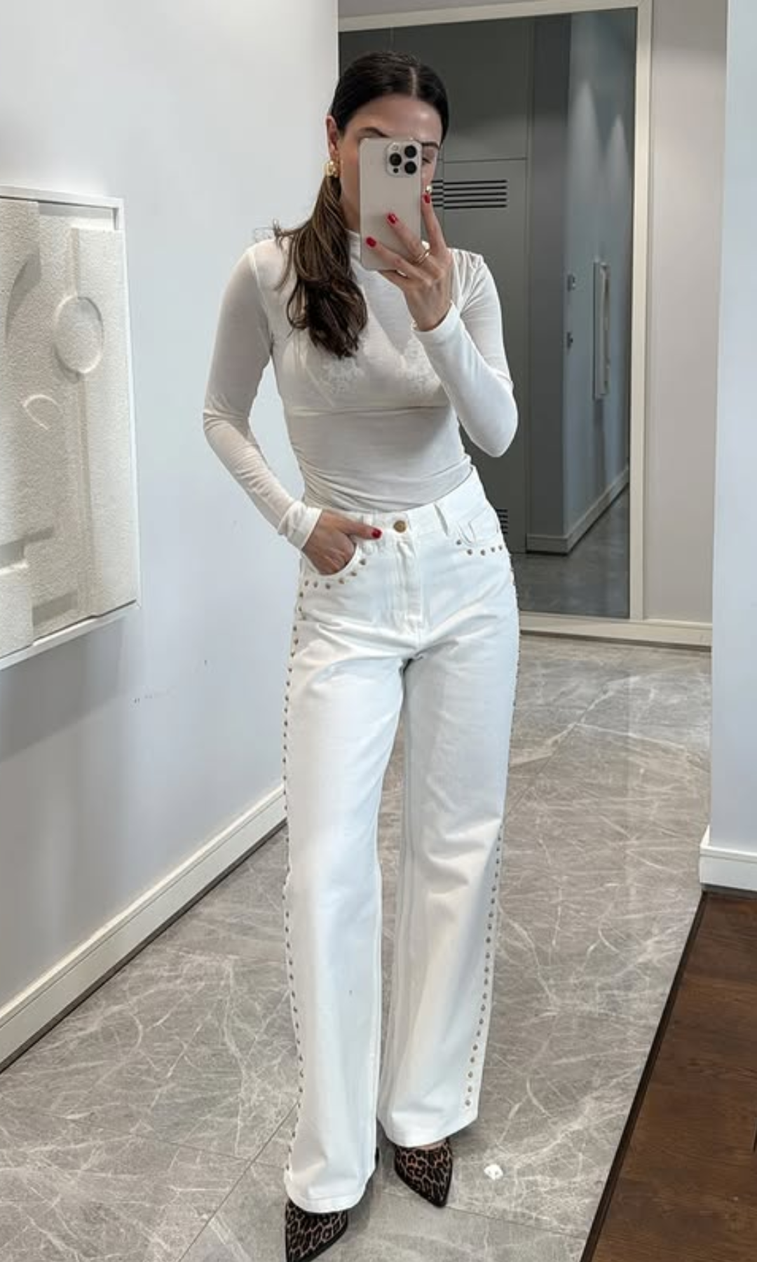Valdenza – Gold stud trim – Straight leg jeans-15133781328245-Mirella Fiore