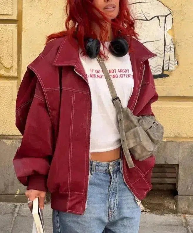 Valentina – Glossy vegan leather – Bomber jacket-15133992223093-Mirella Fiore