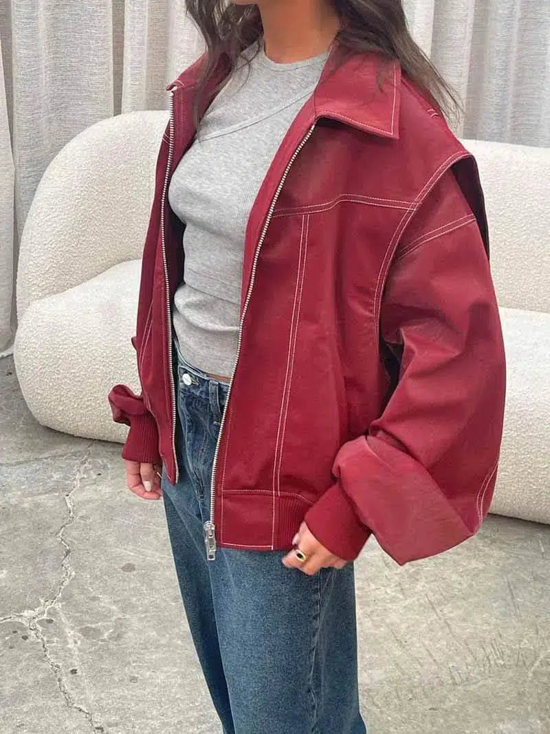Valentina – Glossy vegan leather – Bomber jacket-15133992223093-Mirella Fiore