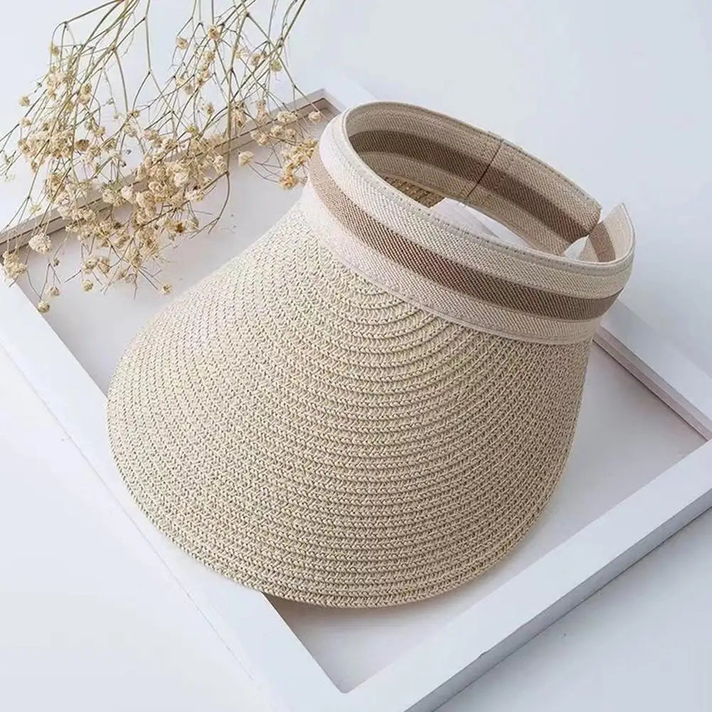 Valine – Sporty stripe – Straw sun visor-15133816947061-Nancy & Mae Savannah