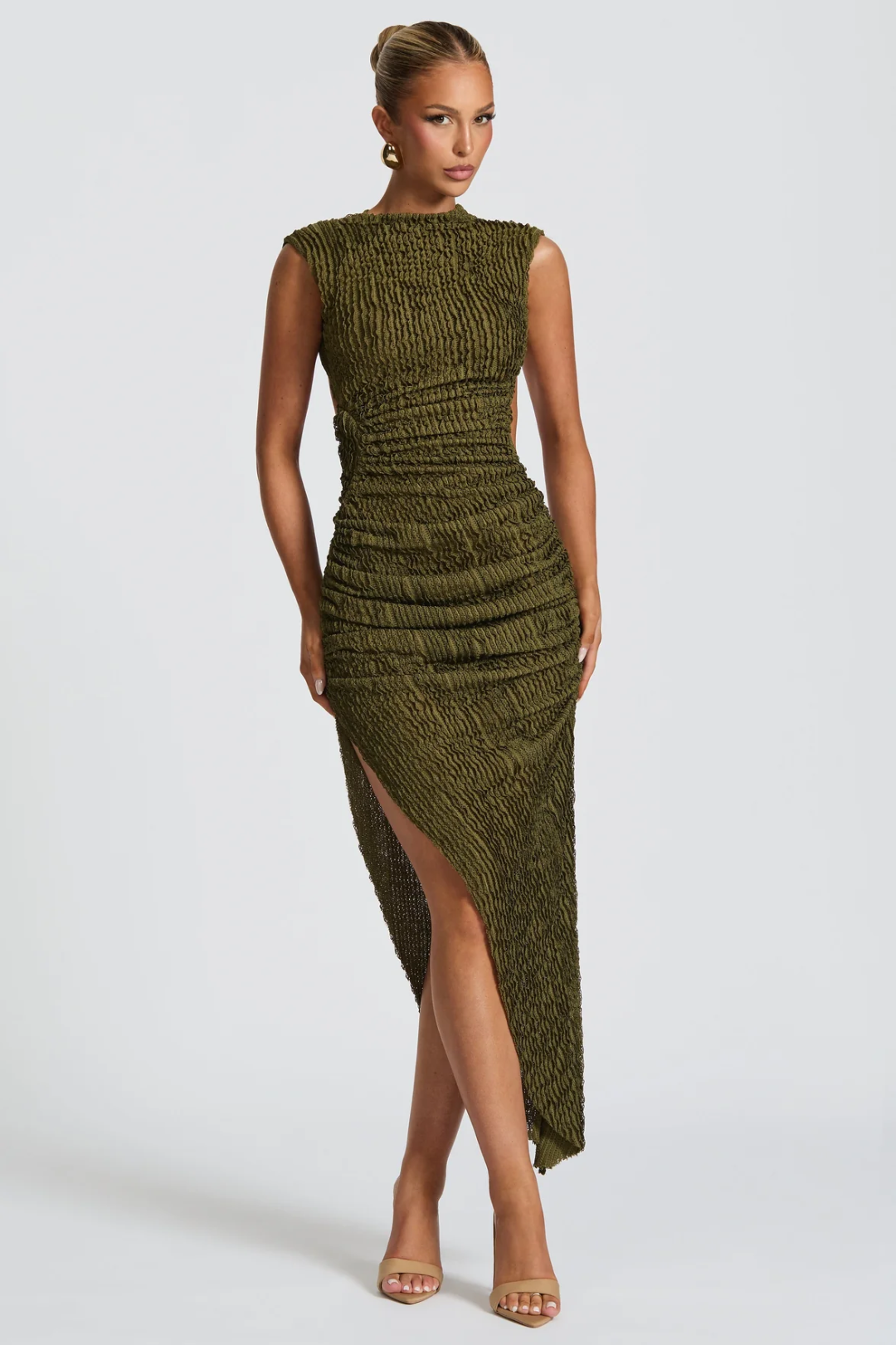 Valora – Ruched side design – Midi dress-15234555117941-Mirella Fiore