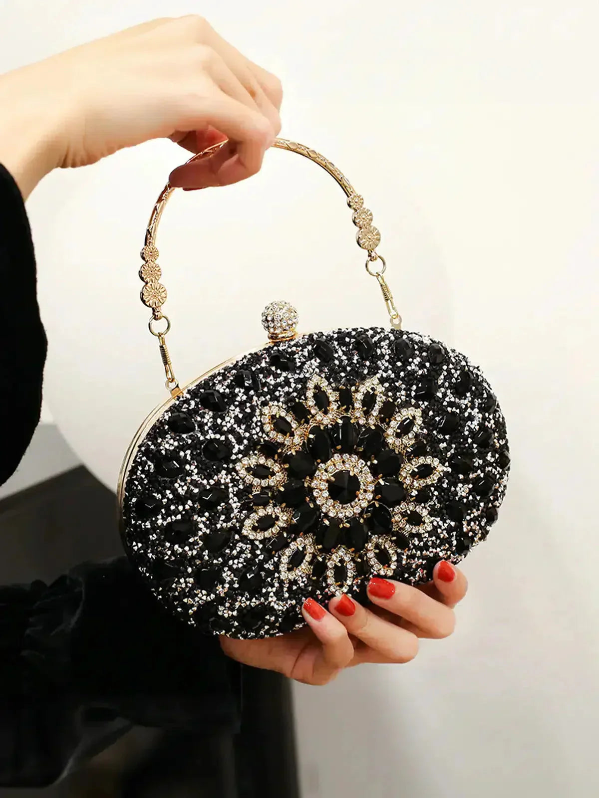 Vega – Floral motif – Gemstone evening clutch-15133584687477-Mirella Fiore