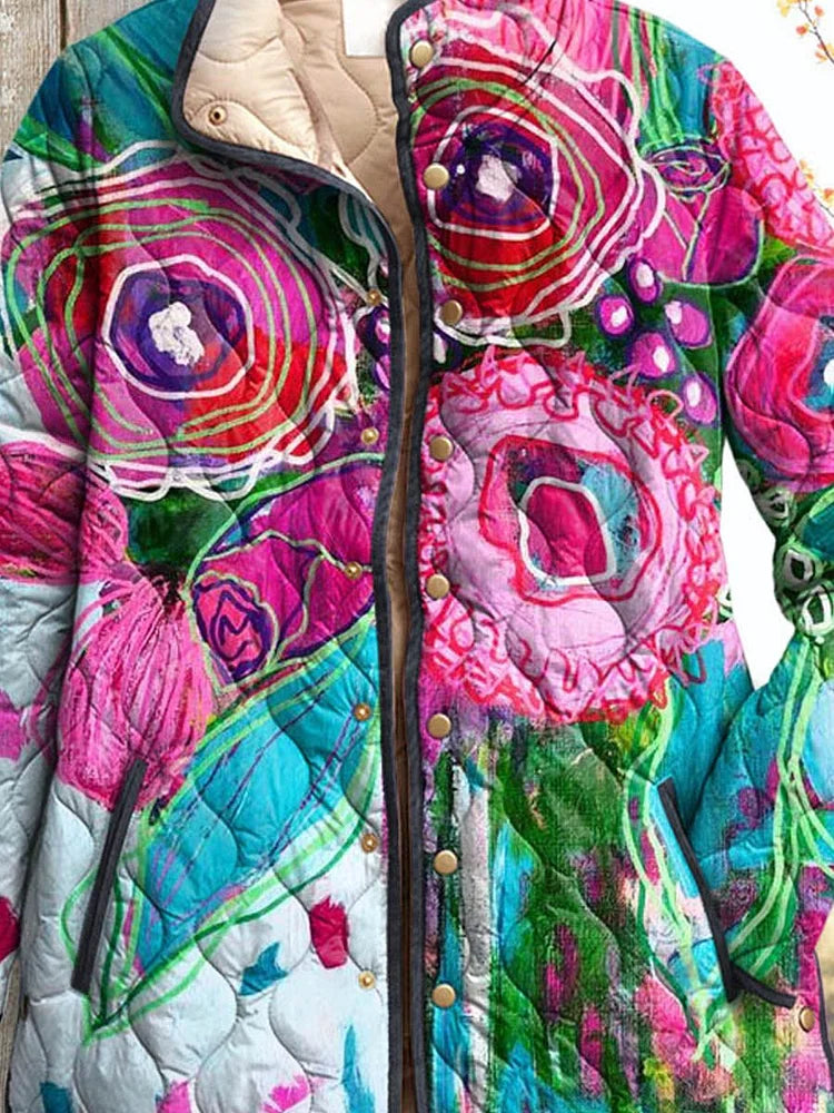 Via - Floral Patterned Women's Elegant Jacket-15549061726581-Mirella Fiore