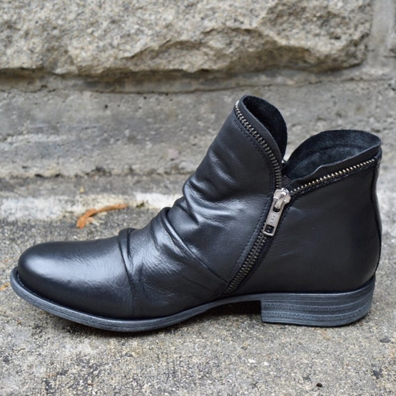 Victoria – Leather Boots with Practical Zipper-15520006013301-Mirella Fiore