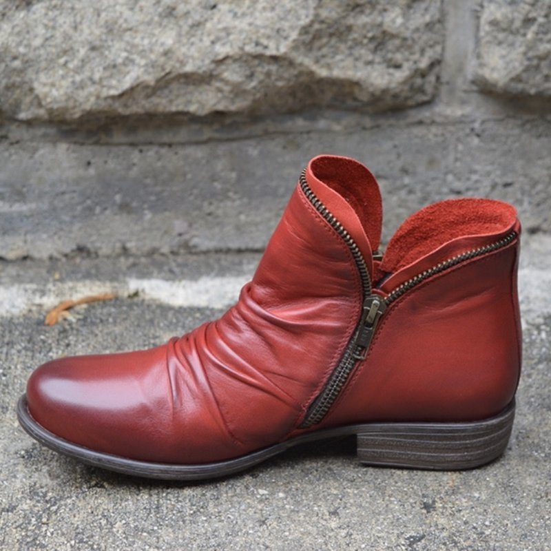 Victoria – Leather Boots with Practical Zipper-15520006013301-Mirella Fiore