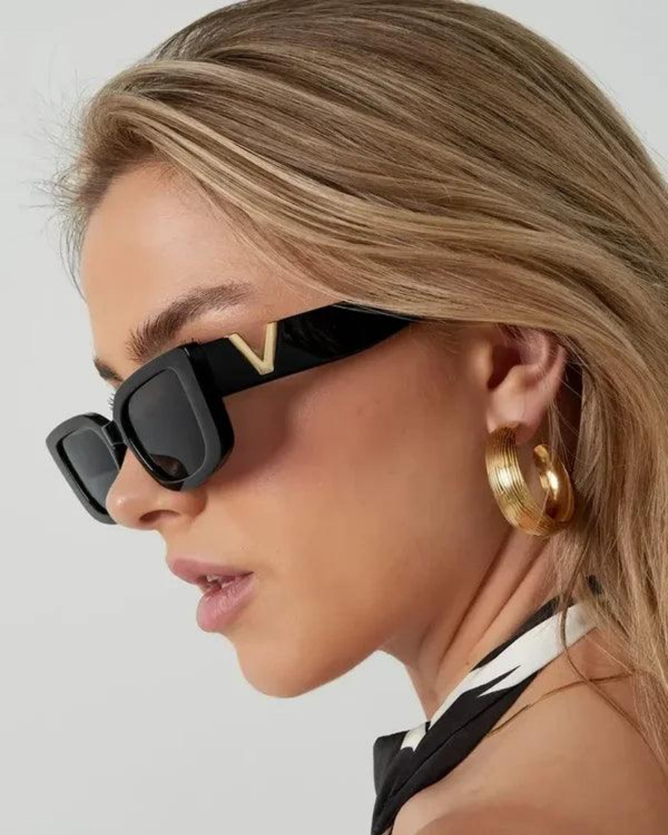 Viola – Gold V-accent oval frame – Sunglasses-15133464494453-Mirella Fiore