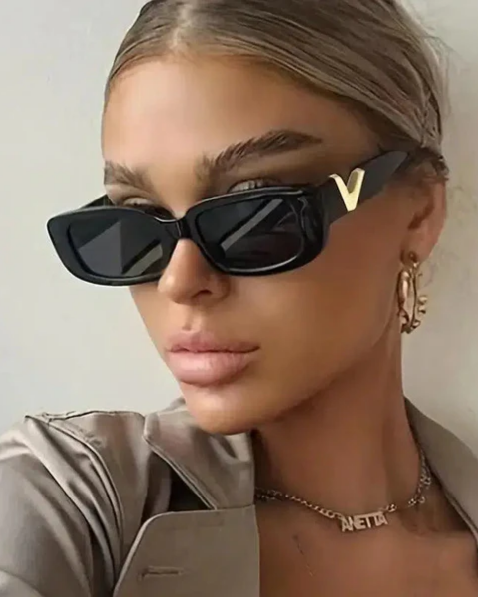 Viola – Gold V-accent oval frame – Sunglasses-15133464494453-Nancy & Mae Savannah