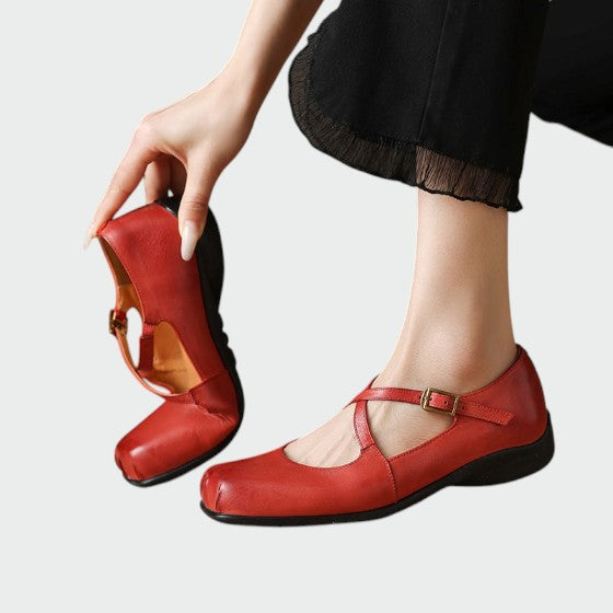 Violetta - Square-Toe Cross-Strap Mary Jane Shoes-15519661818229-Mirella Fiore
