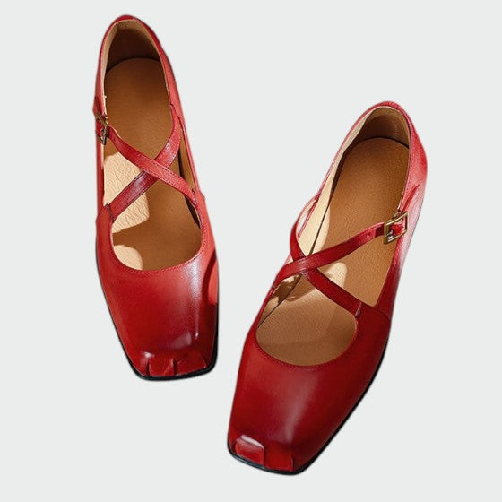 Violetta - Square-Toe Cross-Strap Mary Jane Shoes-15519661818229-Mirella Fiore