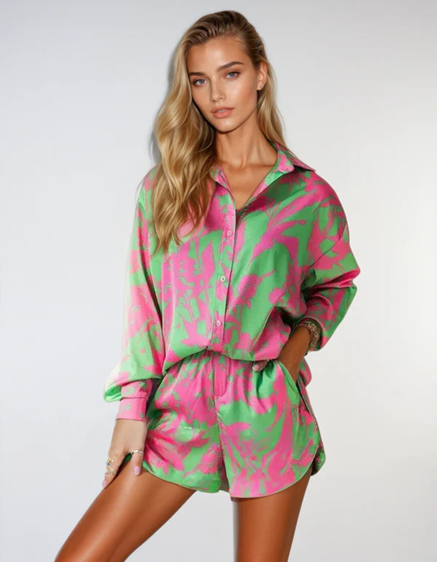Virella – Vibrant print – Co-ord shirt and shorts set-15260619440501-Mirella Fiore