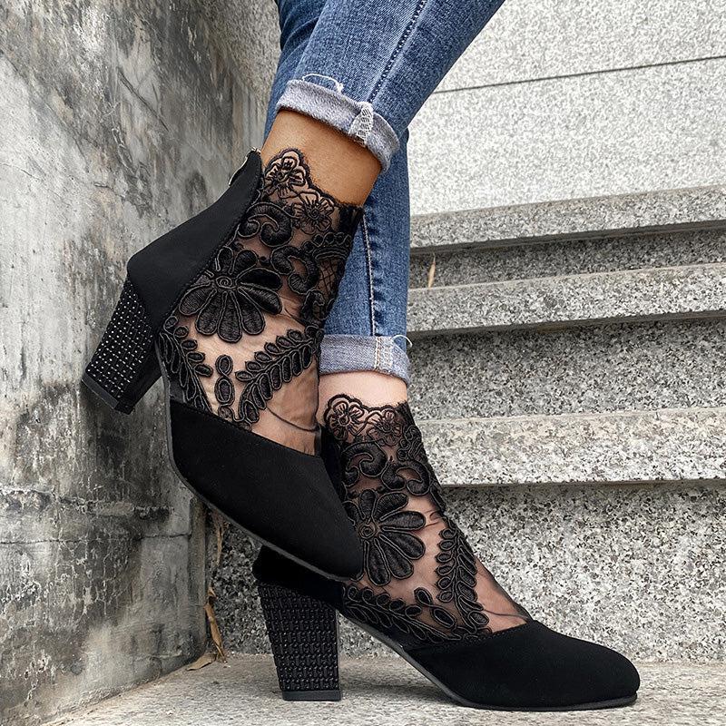 Viviana – Floral mesh – Ankle boots-15133957259637-Mirella Fiore