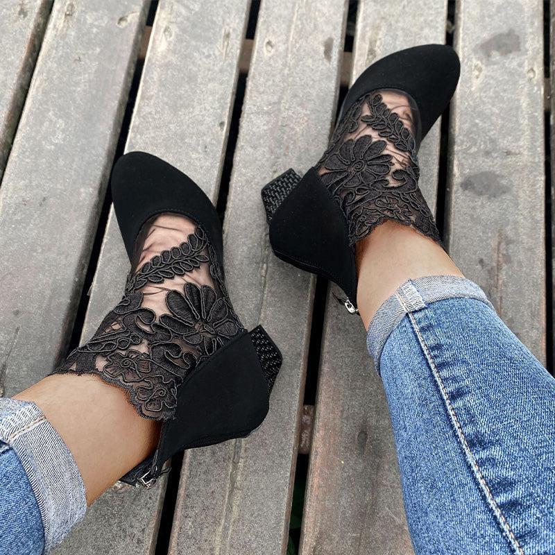 Viviana – Floral mesh – Ankle boots-15133957259637-Mirella Fiore
