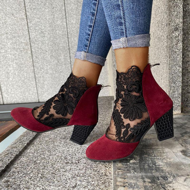 Viviana – Floral mesh – Ankle boots-15133957259637-Mirella Fiore