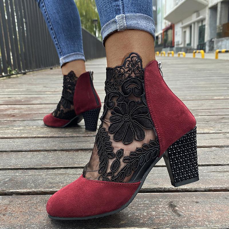 Viviana – Floral mesh – Ankle boots-15133957259637-Mirella Fiore