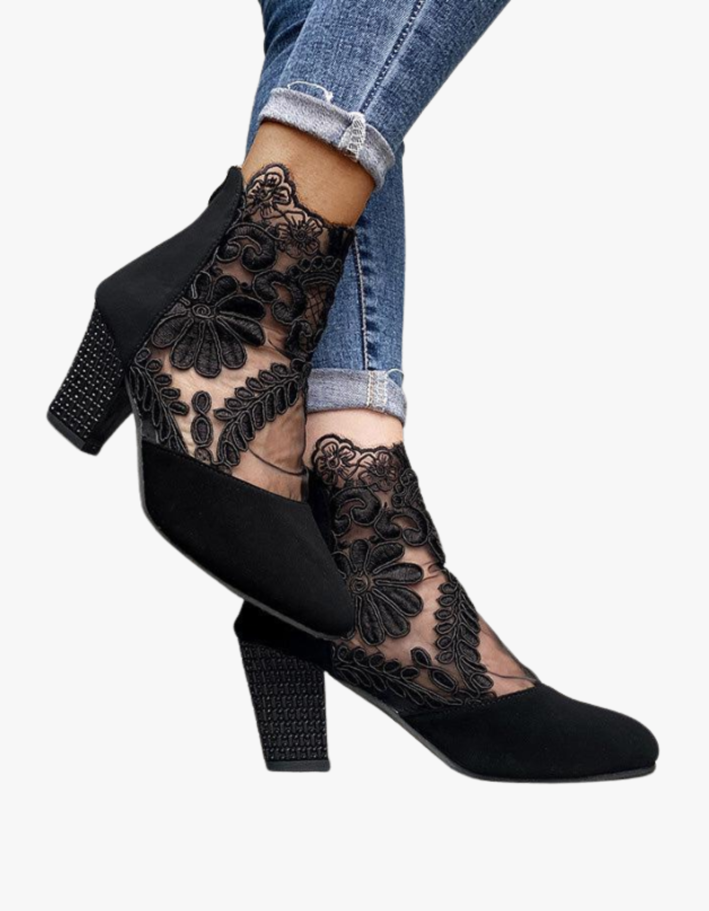 Viviana – Floral mesh – Ankle boots-15133957259637-Mirella Fiore