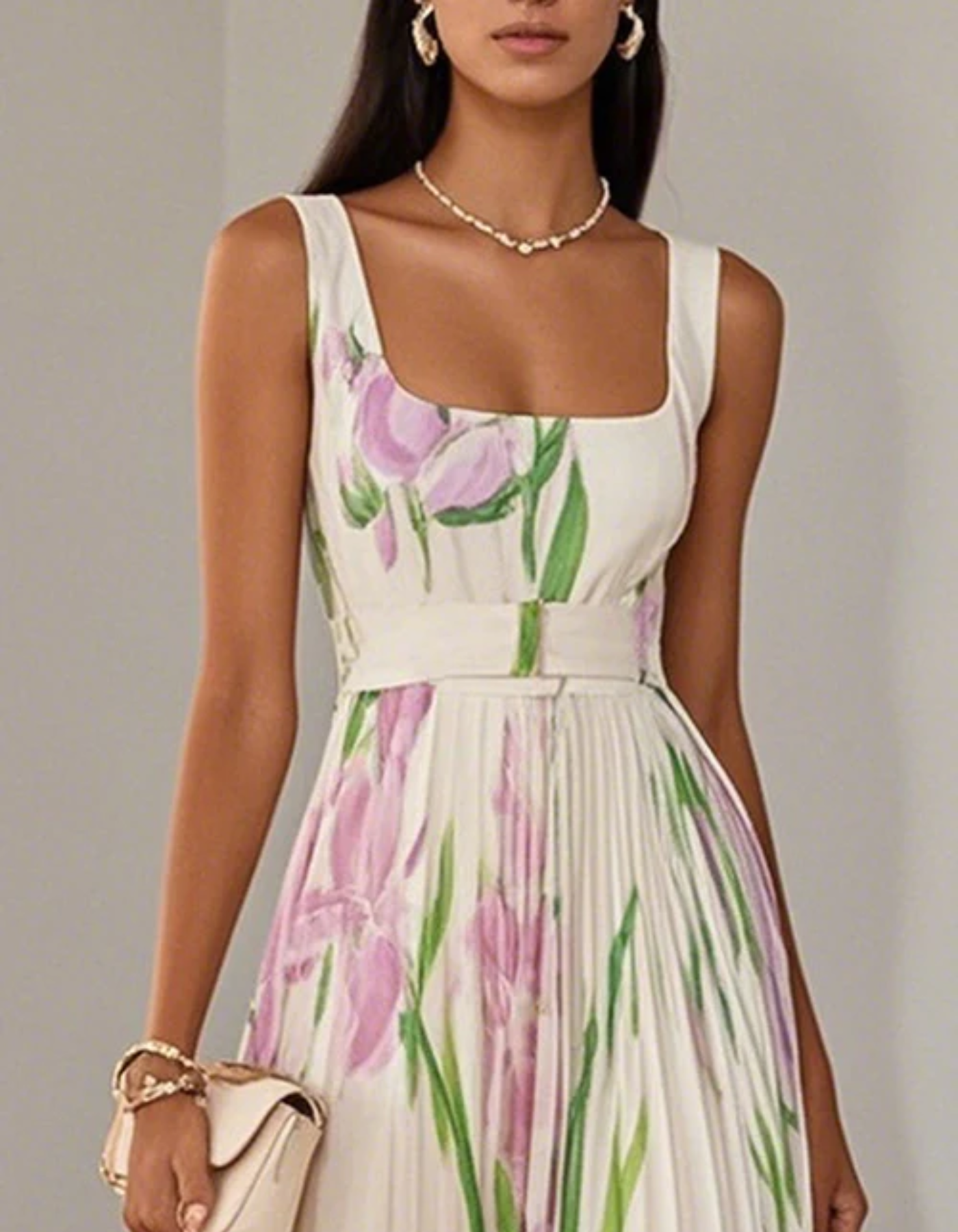Vivienna – Watercolour floral – Pleated maxi dress-15133851681141-Mirella Fiore